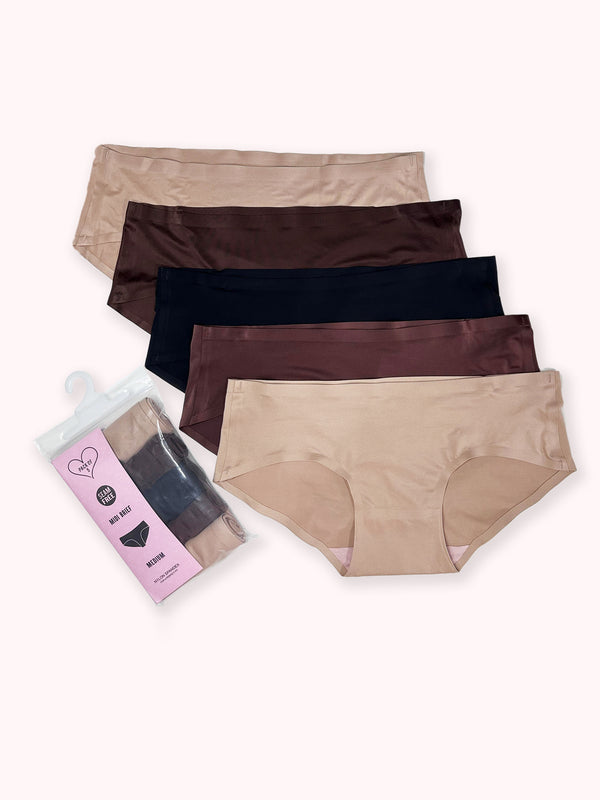 Inaya - Seam Free Midi Brief - 5PK in Terracota Combo