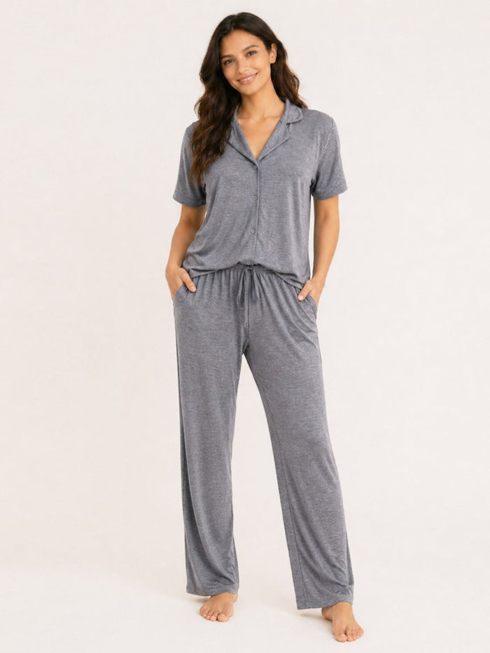 Adalyn S/S Classic LPJ Set In DK Grey Marl