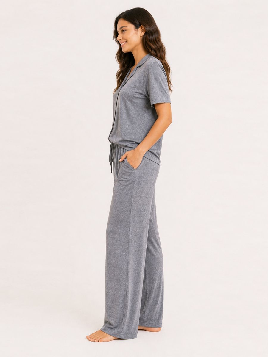 Adalyn S/S Classic LPJ Set In DK Grey Marl