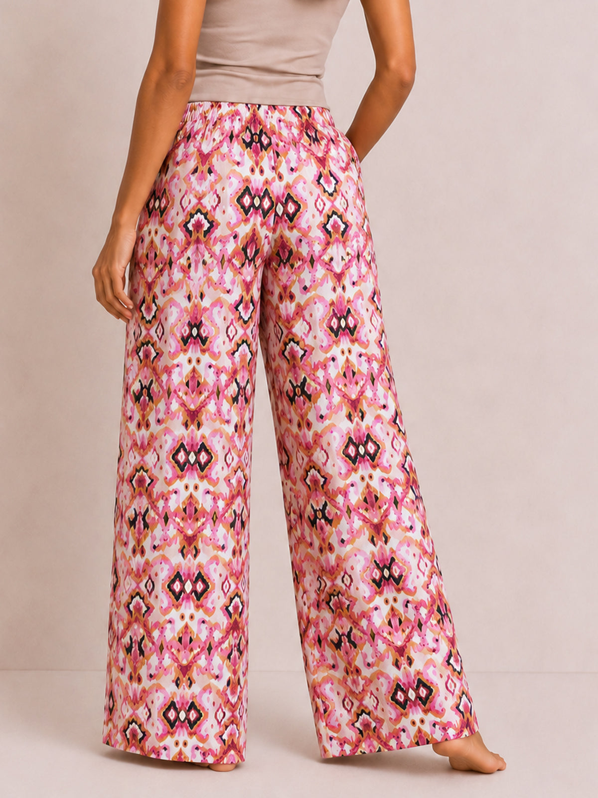 Amara - Wide Leg Lounge Pant in Pink Diamond Multi