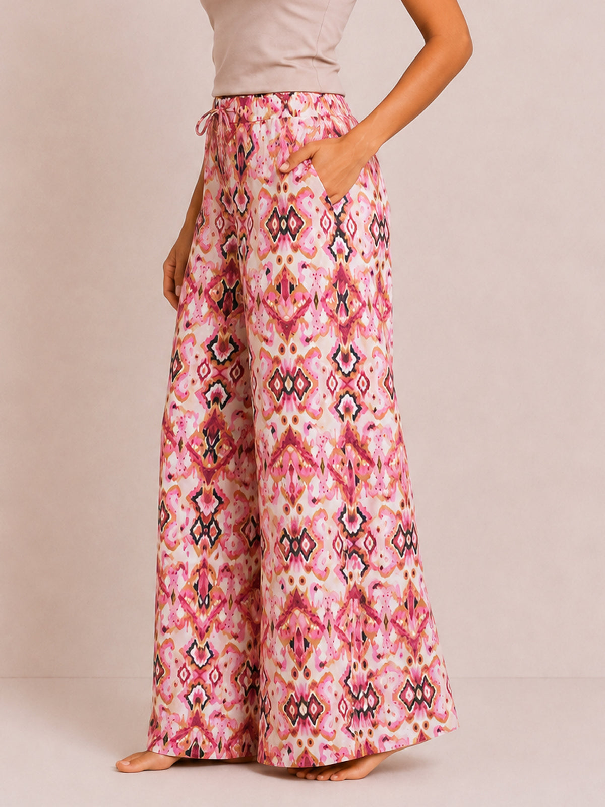 Amara - Wide Leg Lounge Pant in Pink Diamond Multi