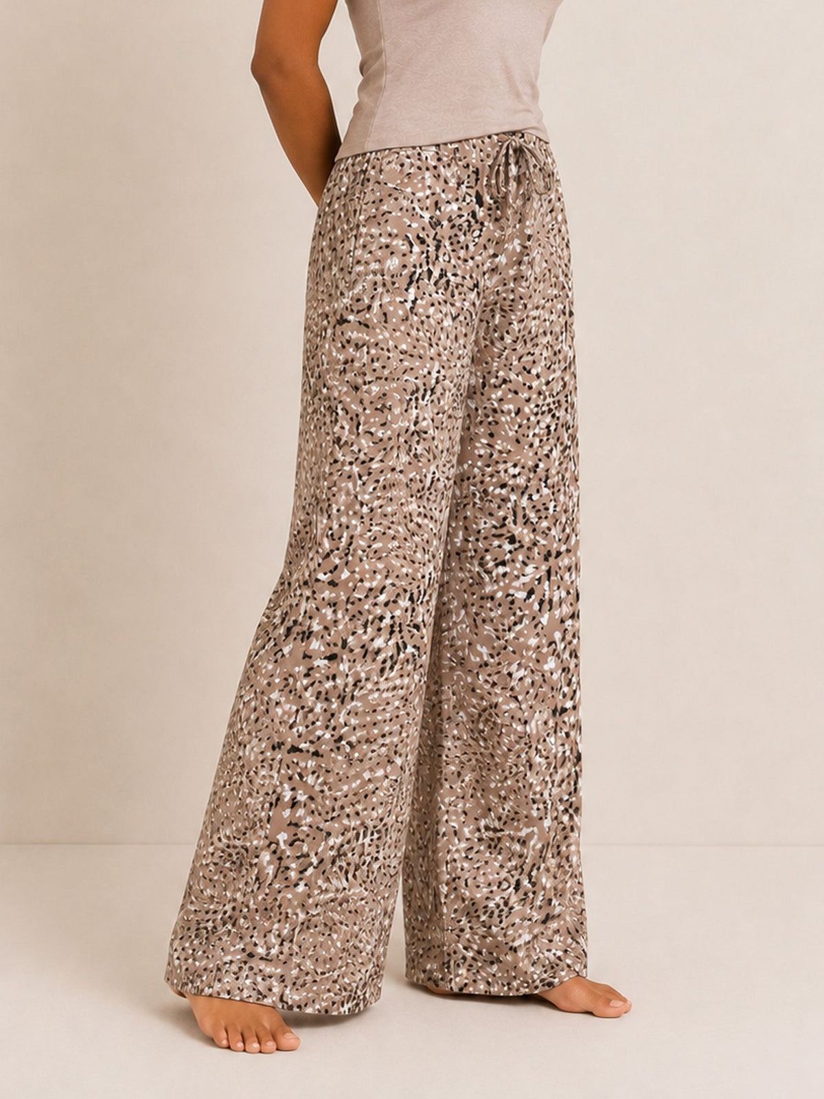Amara - Wide Leg Lounge Pant in Dusty Zebra Multi