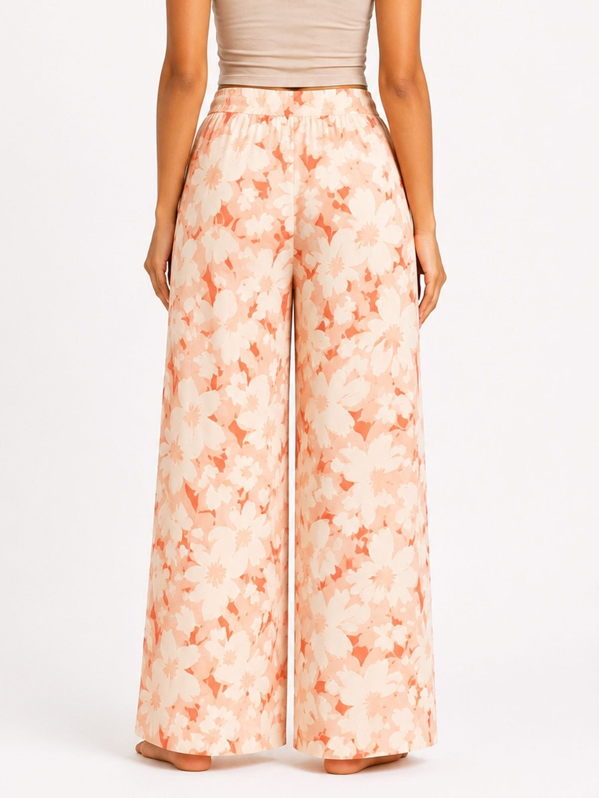Amara - Wide Leg Lounge Pant in Orange Floral Multi