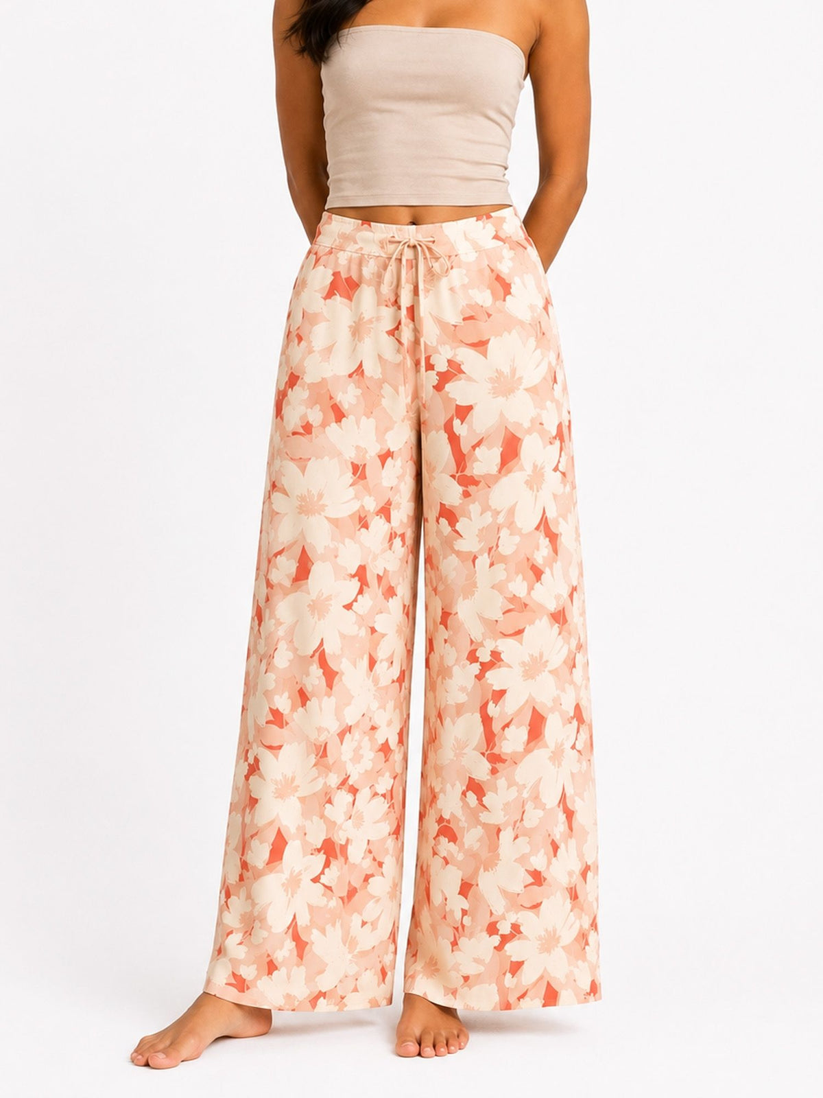 Amara - Wide Leg Lounge Pant in Orange Floral Multi