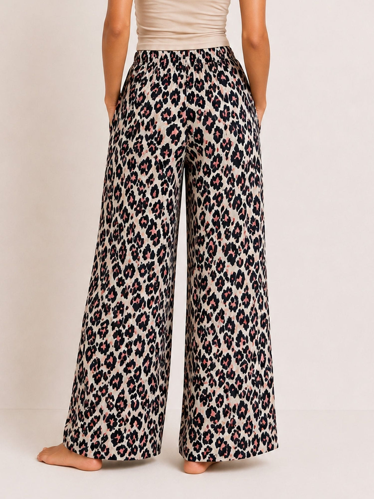 Amara - Wide Leg Lounge Pant in Orange Leopard Multi