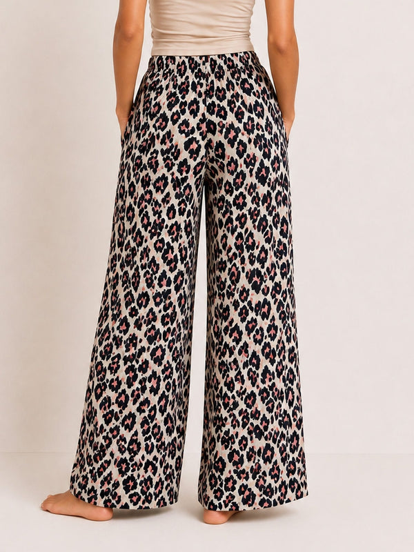 Amara - Wide Leg Lounge Pant in Orange Leopard Multi