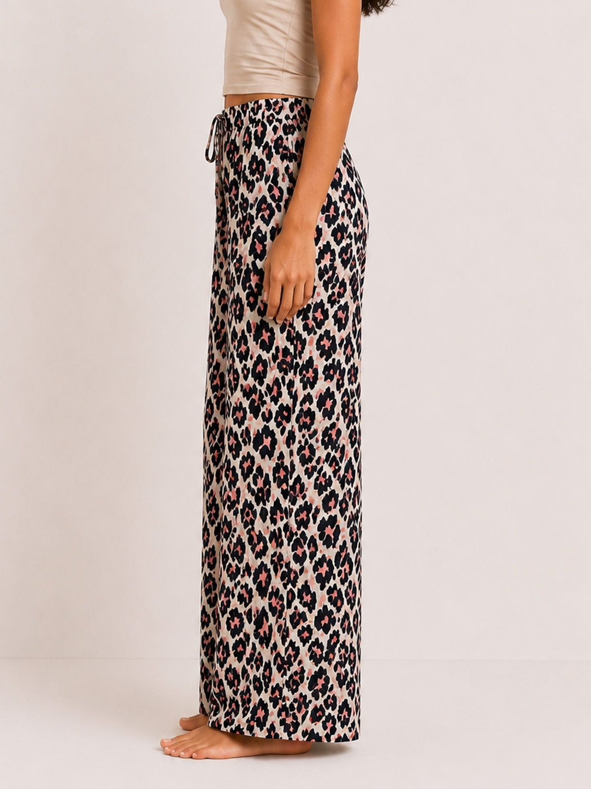 Amara - Wide Leg Lounge Pant in Orange Leopard Multi