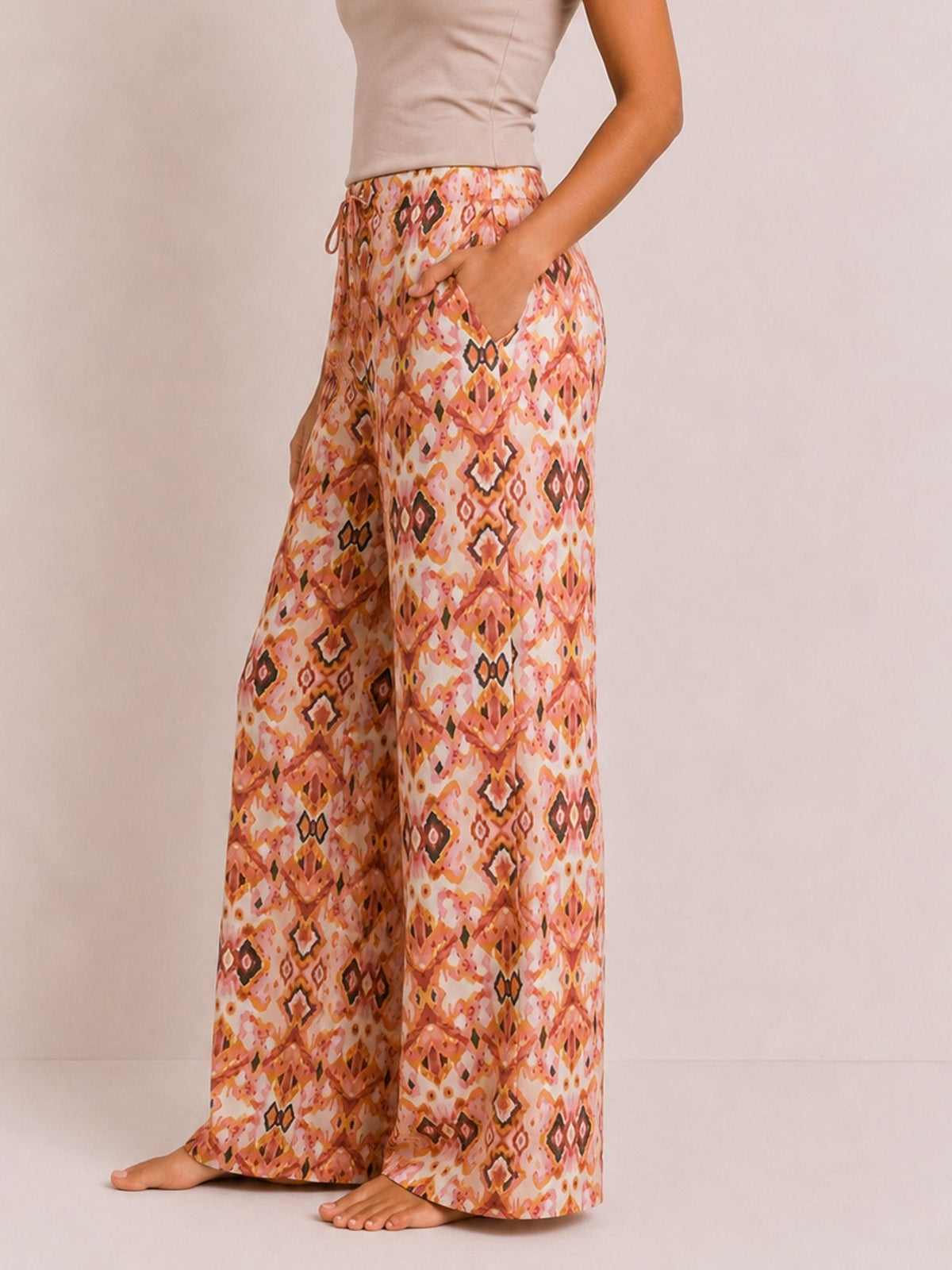 Amara - Wide Leg Lounge Pant in Pink Diamond Multi