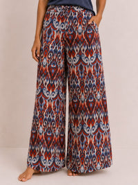 Amara - Wide Leg Lounge Pant in Red & Blue Multi