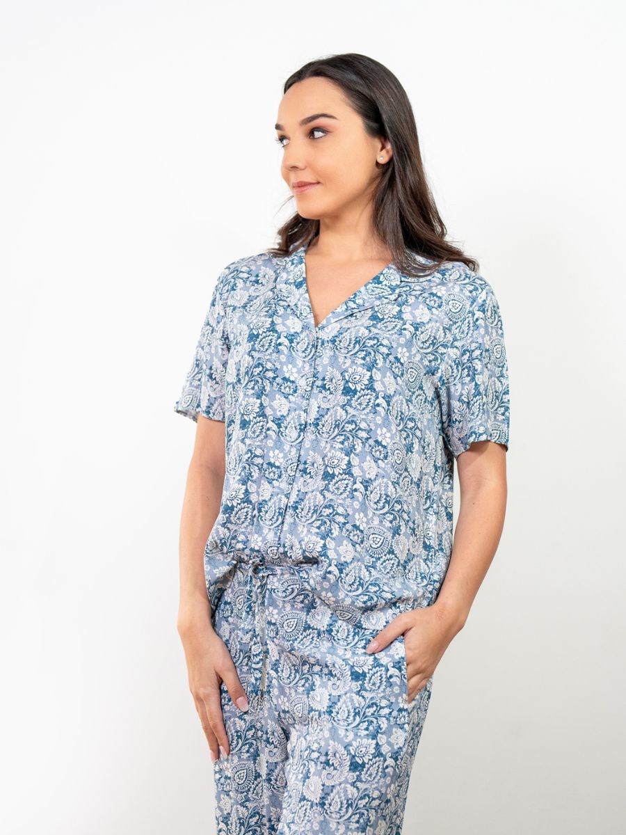 Ariella S/S Classic LPJ Set in Blue Paisley Multi 3