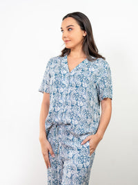Ariella S/S Classic LPJ Set in Blue Paisley Multi 3