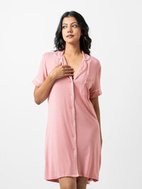 Ashanthi - Short Sleeve Classic Sleep Shirt in Brandied Apricot 1