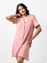Ashanthi - Short Sleeve Classic Sleep Shirt in Brandied Apricot 3