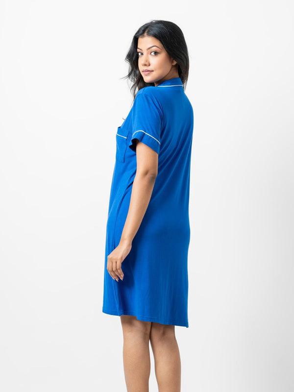Ashanthi - Short Sleeve Classic Sleep Shirt in Surf The Web 2