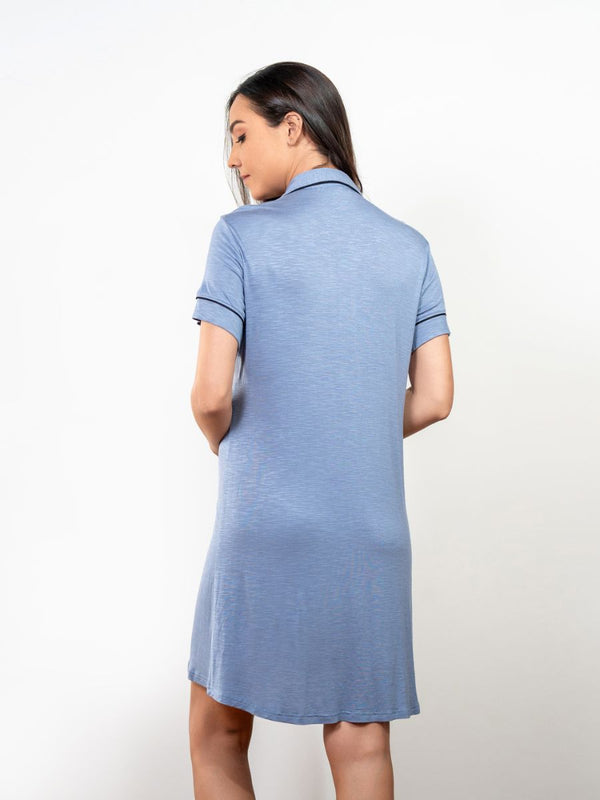 Ashanthi S/S Classic Sleep Shirt in Stone Wash Blue 2