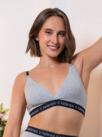 Ayla - Triange Bra With Logo In Grey Marl
