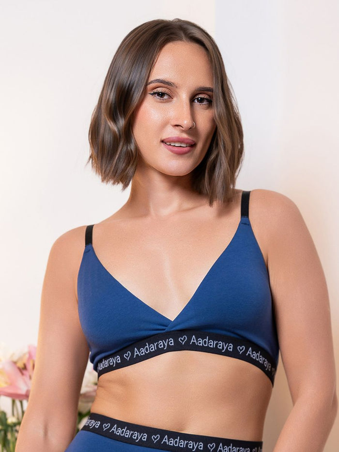 Ayla - Triange Bra With Logo In Navy