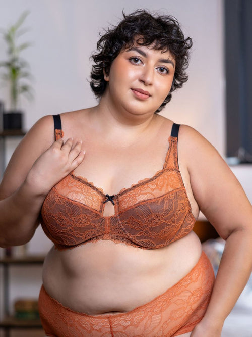 Charlotte - Wired All Lace Bra in Autumn Leaf