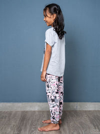 Clair Graphic Tee & Cuffed Long Pant Grey Marl & Puppy Print