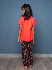 Clair Graphic Tee & Cuffed Long Pant  Neon Orange & Strawberry Multi 4