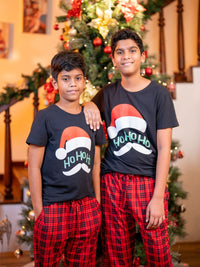 Criston - Boys Graphic Tee & Long PJ Set in Black & Red Multi Checks 1