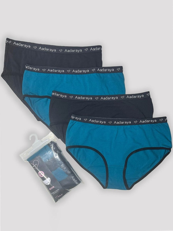 Dina - AD Logo Full Brief 4 Pack in Black & Nude Combo 1