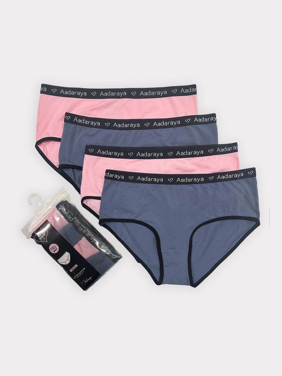 Set of Aadaraya women's underwear with packaging on a white background