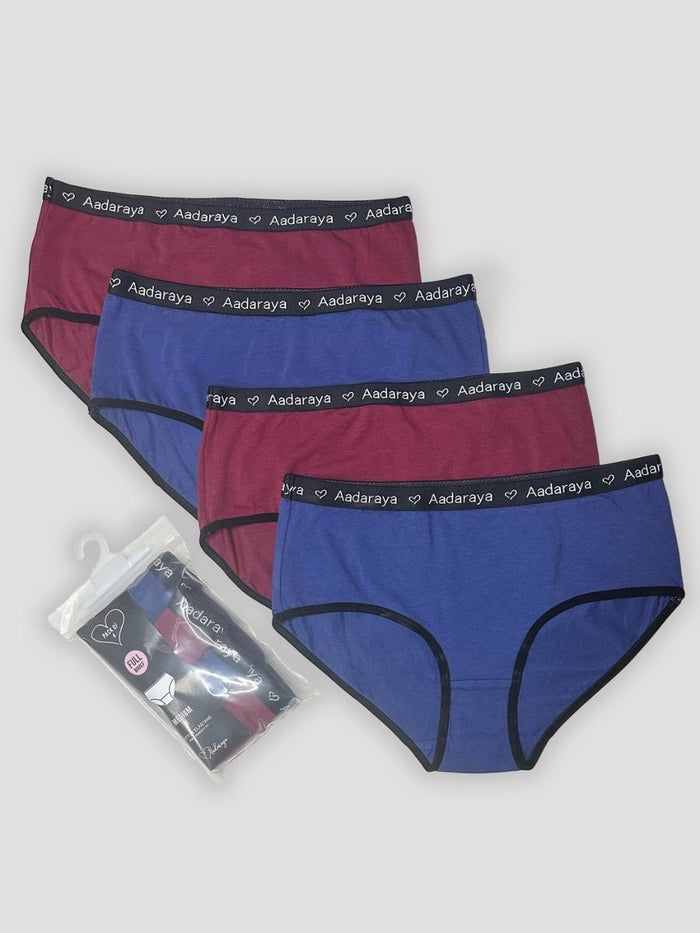Dina - AD Logo Full Brief 4 Pack in Navy & Maroon Combo 1