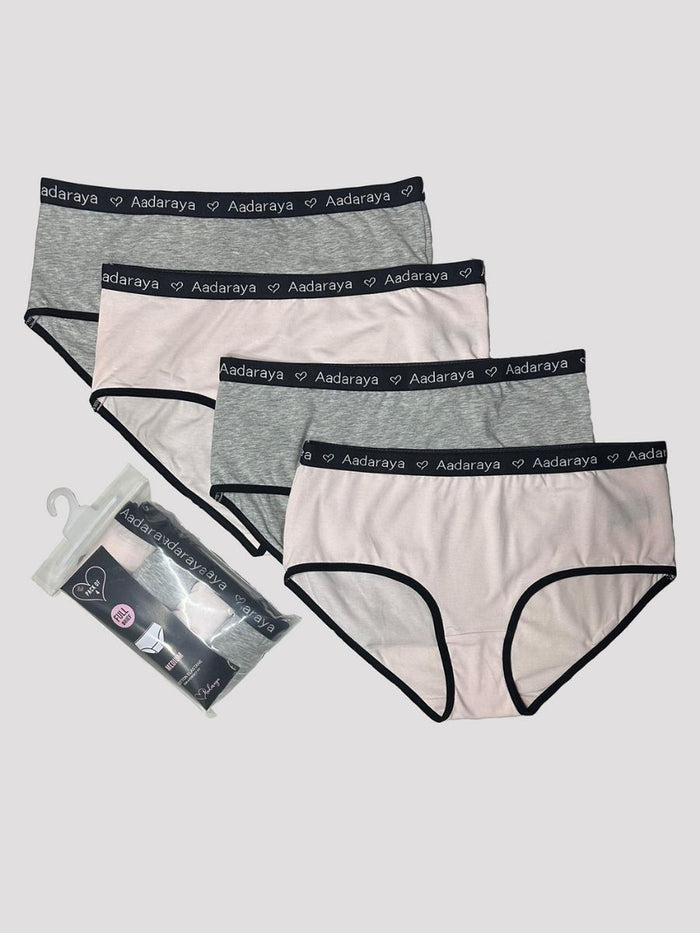 Dina - AD Logo Full Brief 4 Pack in Pink & Marl Combo 2