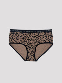 Leopard print underwear with 'Aadarshya' branding on a light gray background