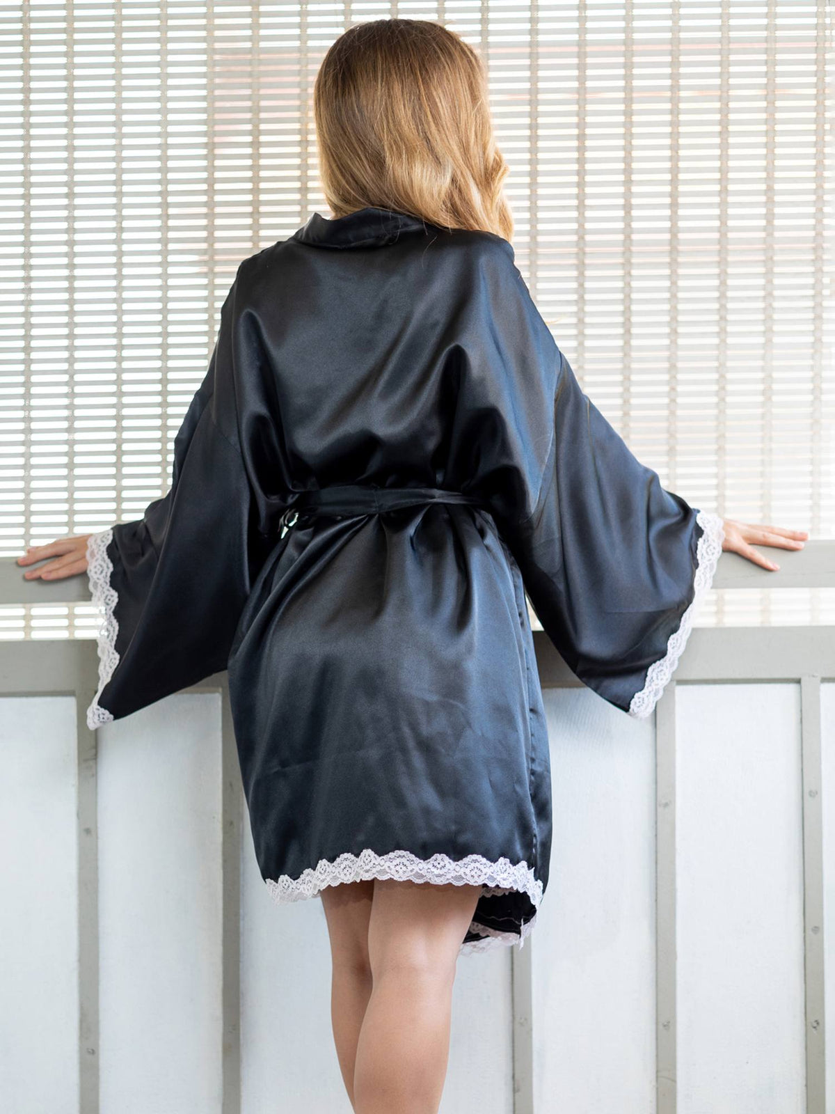 Elie - Short Robe in Black Solid 2