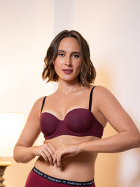 Evelyn – Balcony Multiway Push Up Padded Wired Bra In Maroon