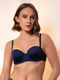 Evelyn – Balcony Multiway Push Up Padded Wired Bra In Navy