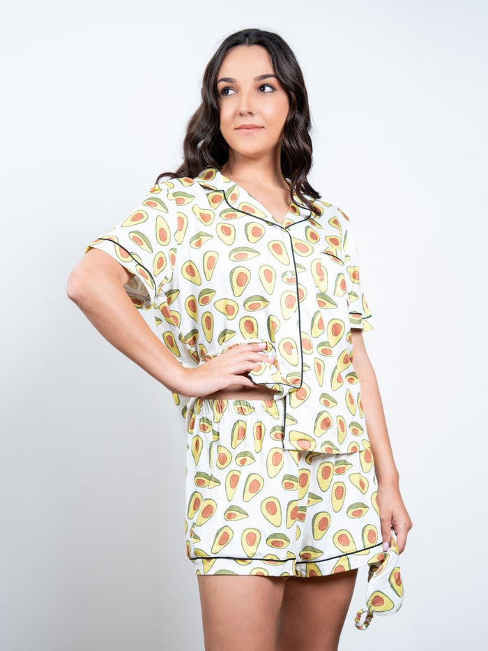 Evie - S/S Classic SPJ Set in Avocado Multi 1