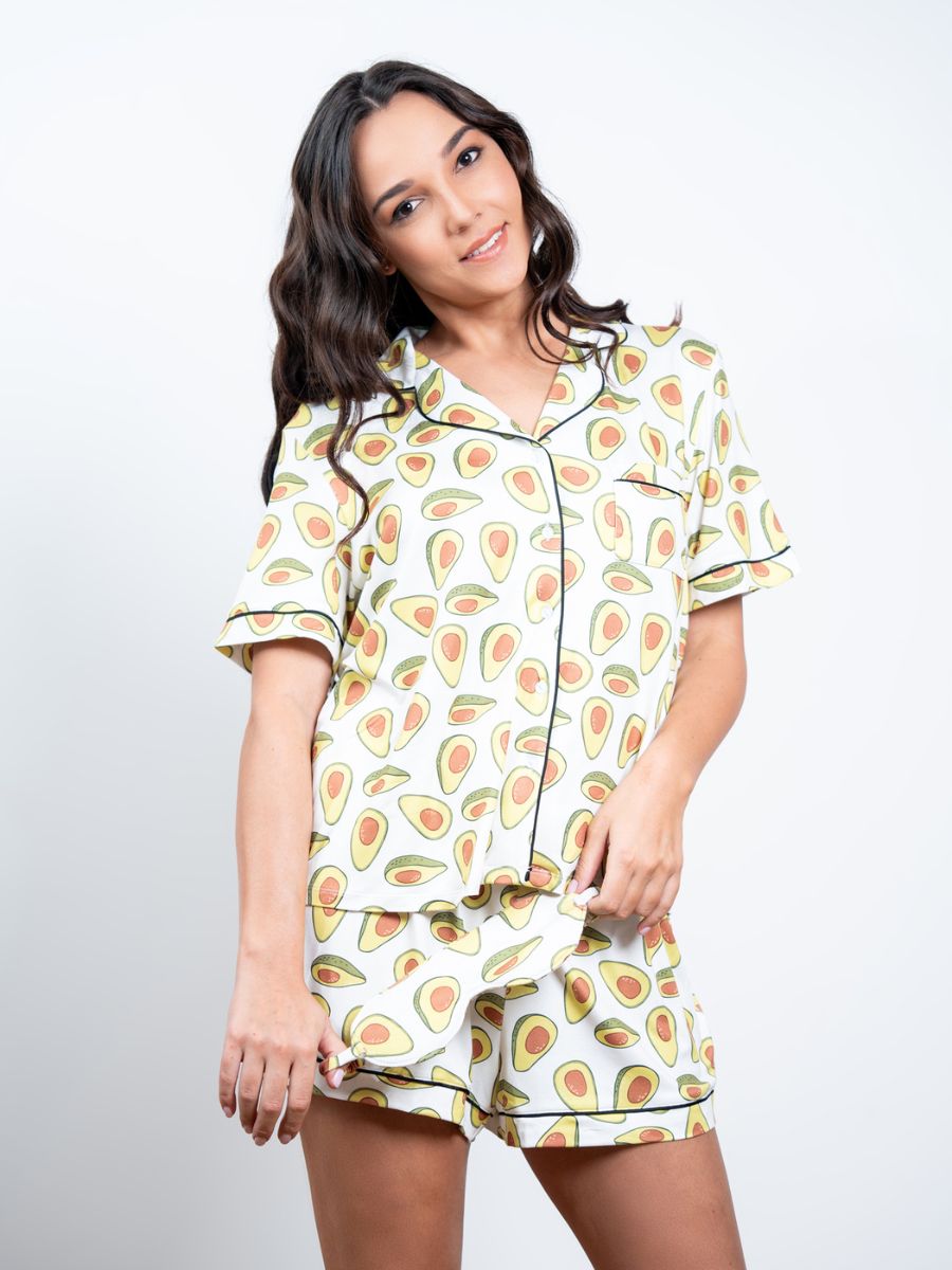 Evie - S/S Classic SPJ Set in Avocado Multi 3
