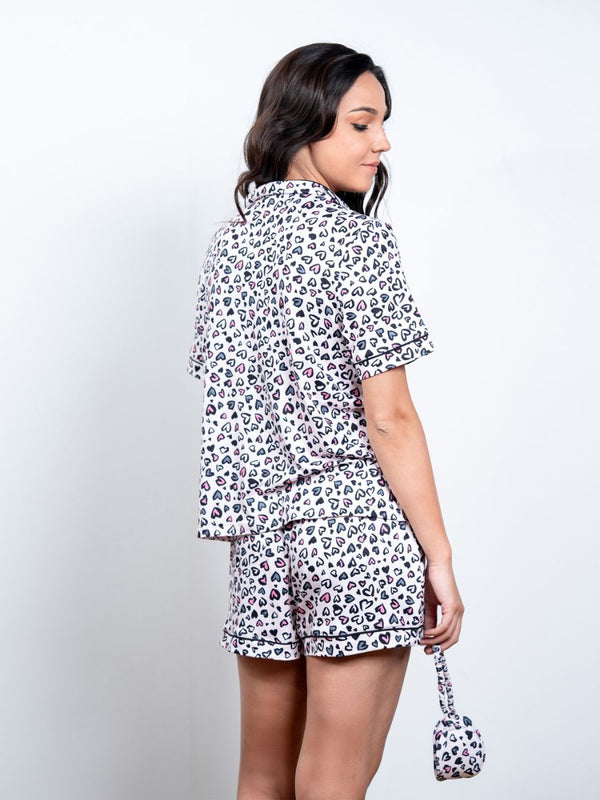 Evie - S/S Classic SPJ Set in Pink Heart Multi 2