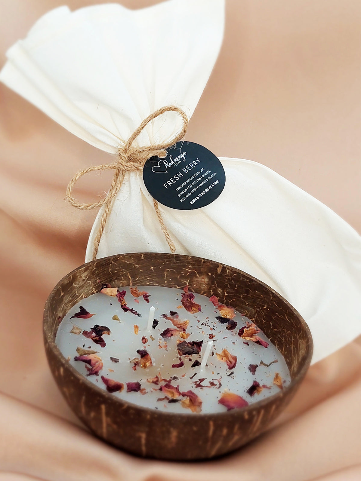 Serene - Coconut Shell Candle in Cinnamon, Rose or Fresh Berry