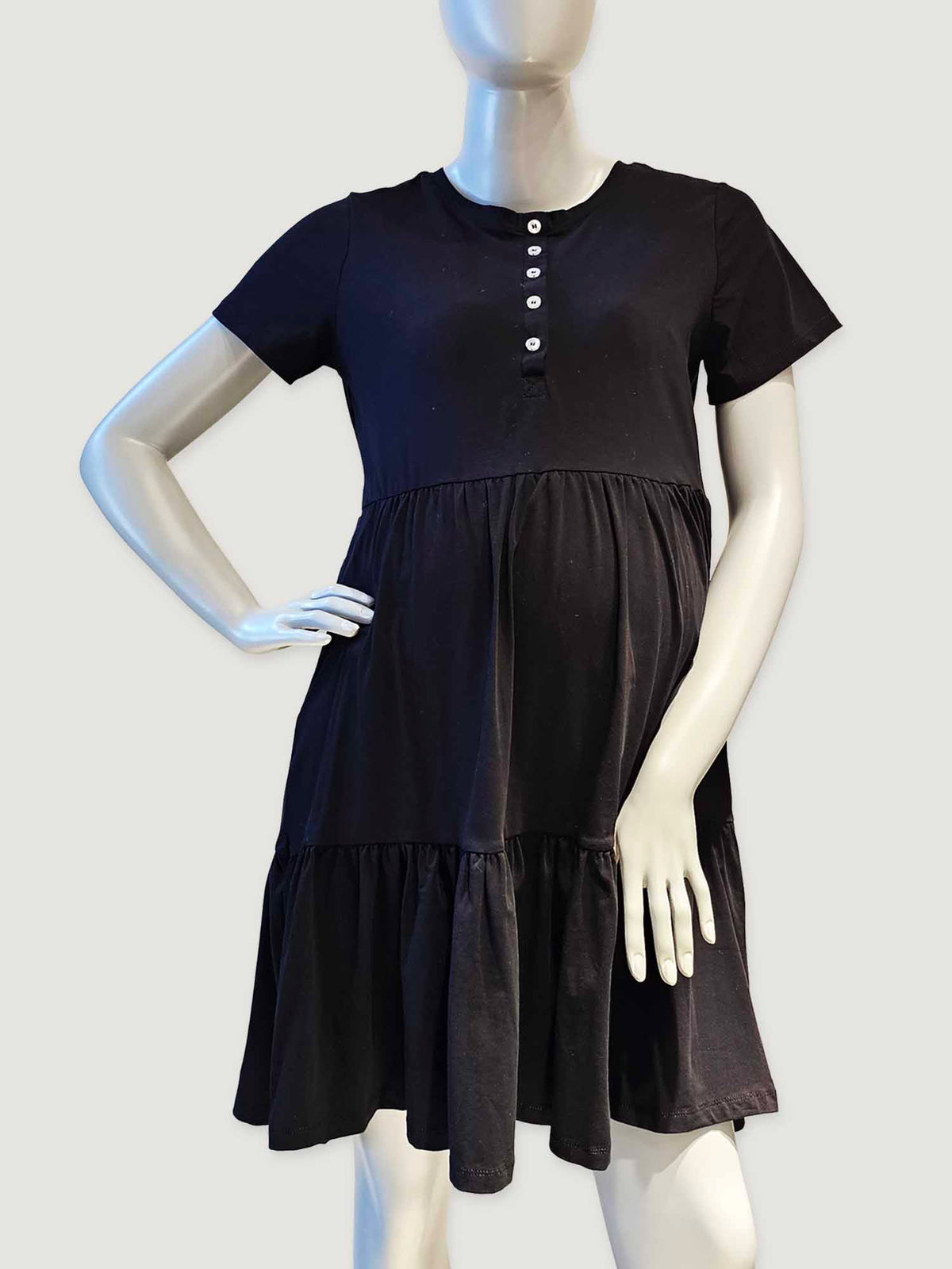 Susanna - Tiered Nursing Sleep Shirt in Black