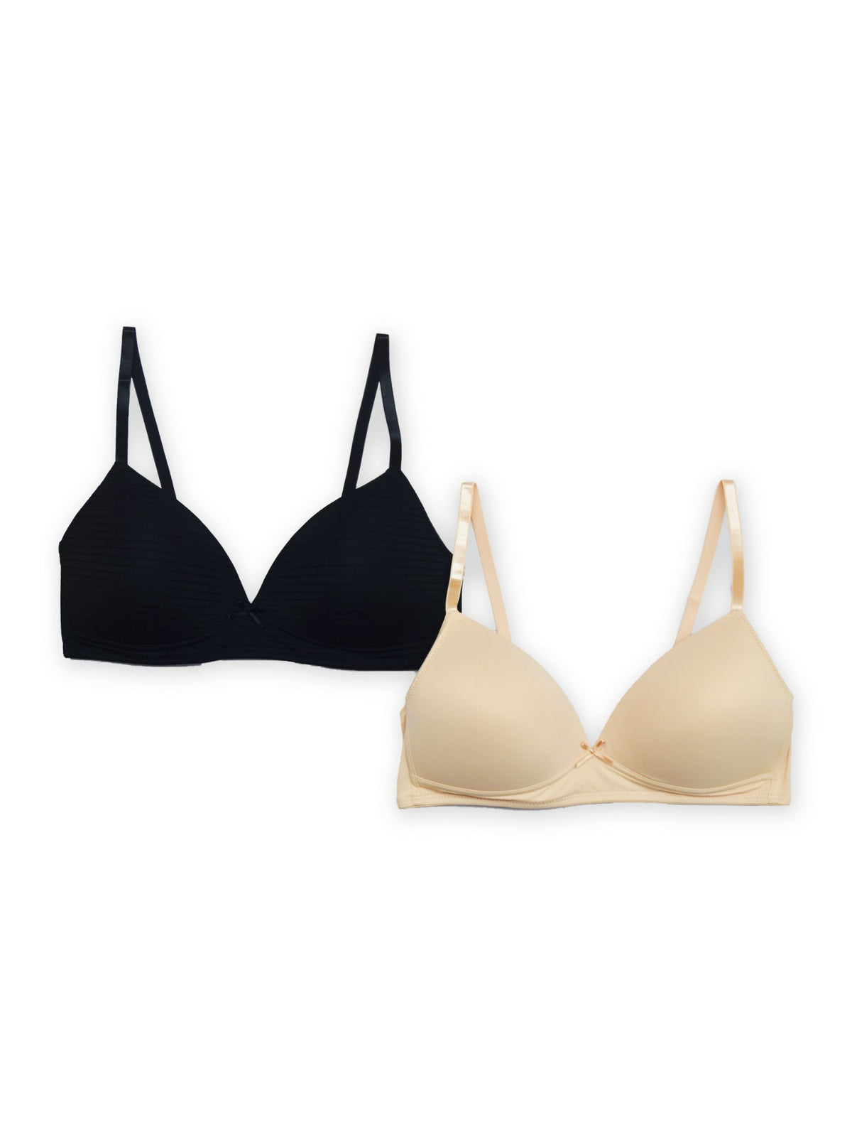 Harper - Triangle Padded Non Wired Bra - 2 Pack in Black & Nude