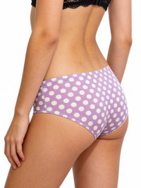 Purple polka dot underwear on a white background