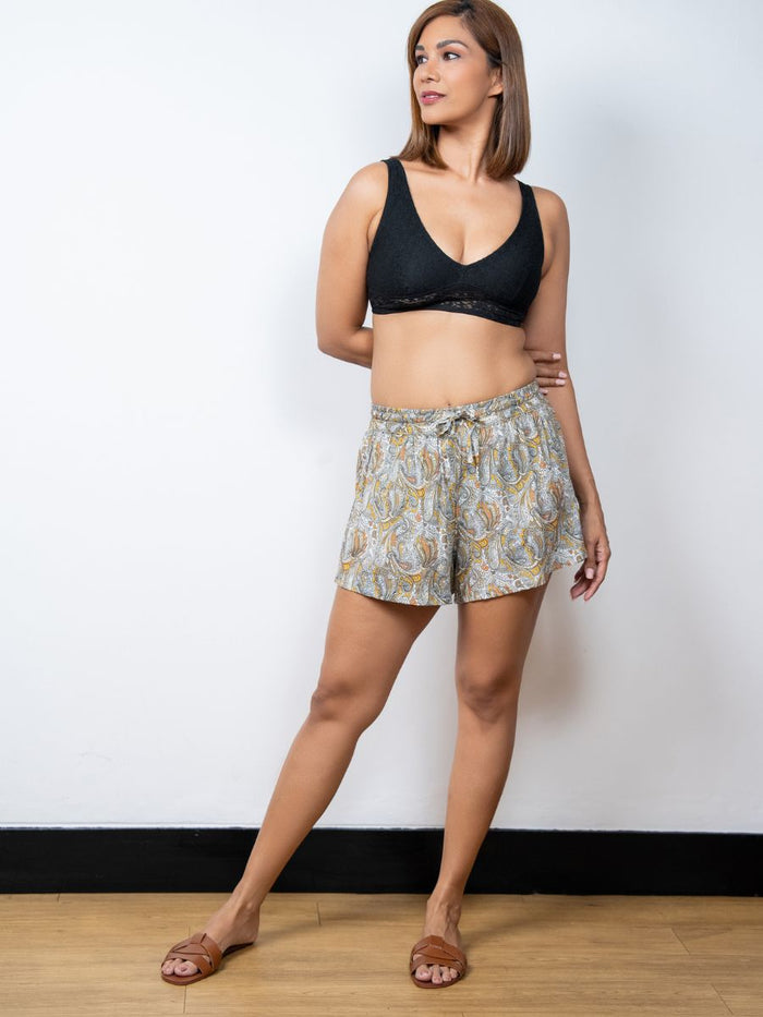 Janice -Lounge Short in Golden Glow Paisley