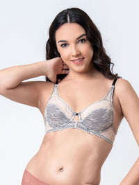 Jeda - Non-Padded Wired Cut & Sew Bra All Lace in Champagne 4