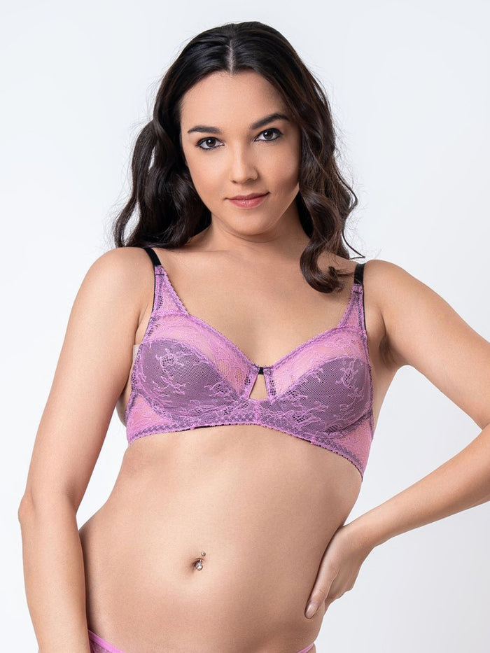 Jeda - Non Padded Wired Cut & Sew Bra all Lace in Lilac Chiffon 1