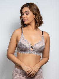 Jeda - Non Padded Wired Cut & Sew in All Lace - Champagne 1