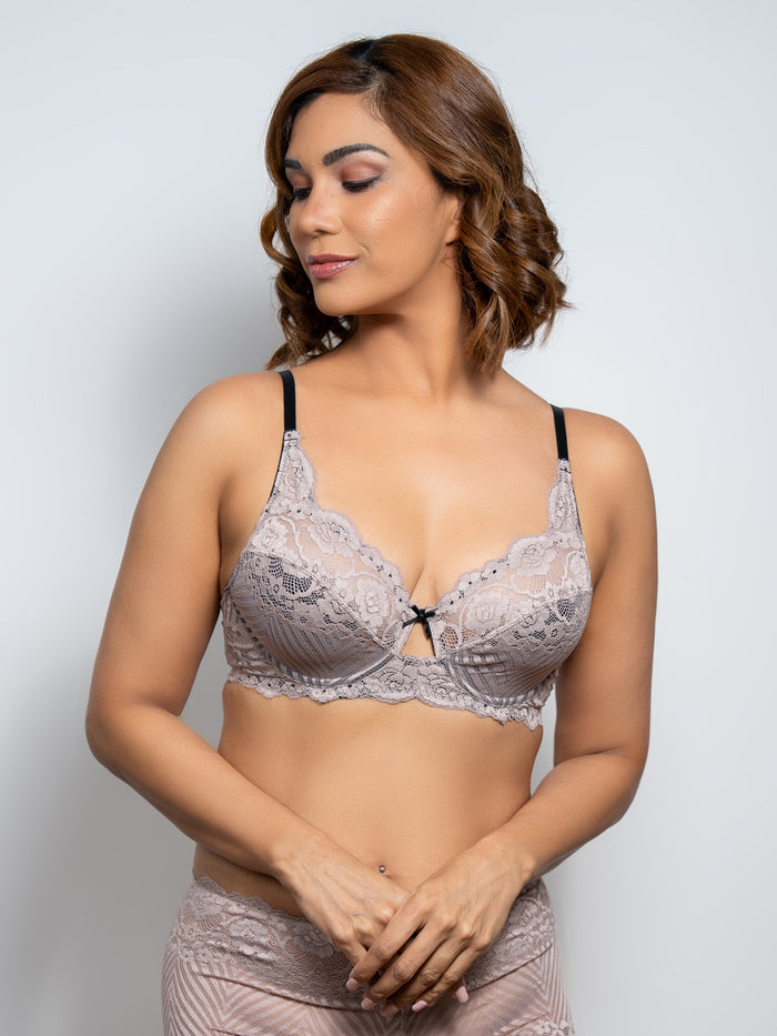 Jeda - Non Padded Wired Cut & Sew in All Lace - Champagne 1