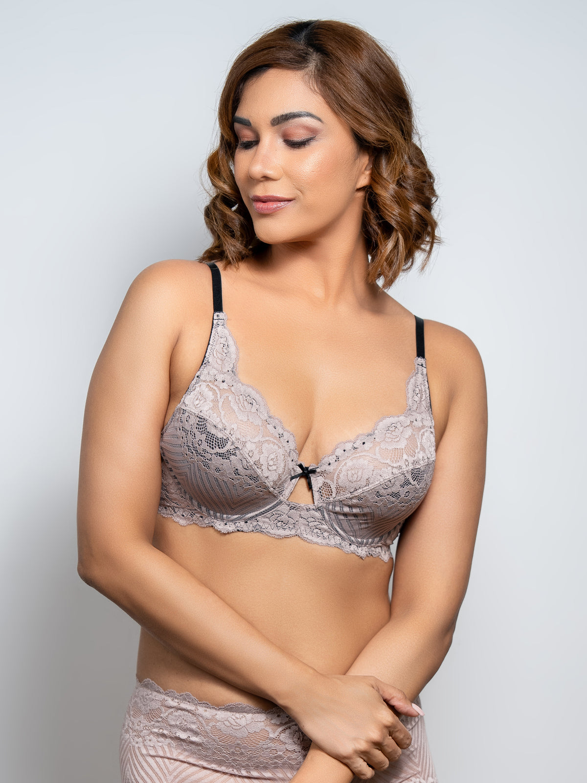 Jeda - Non Padded Wired Cut & Sew in All Lace - Champagne 2