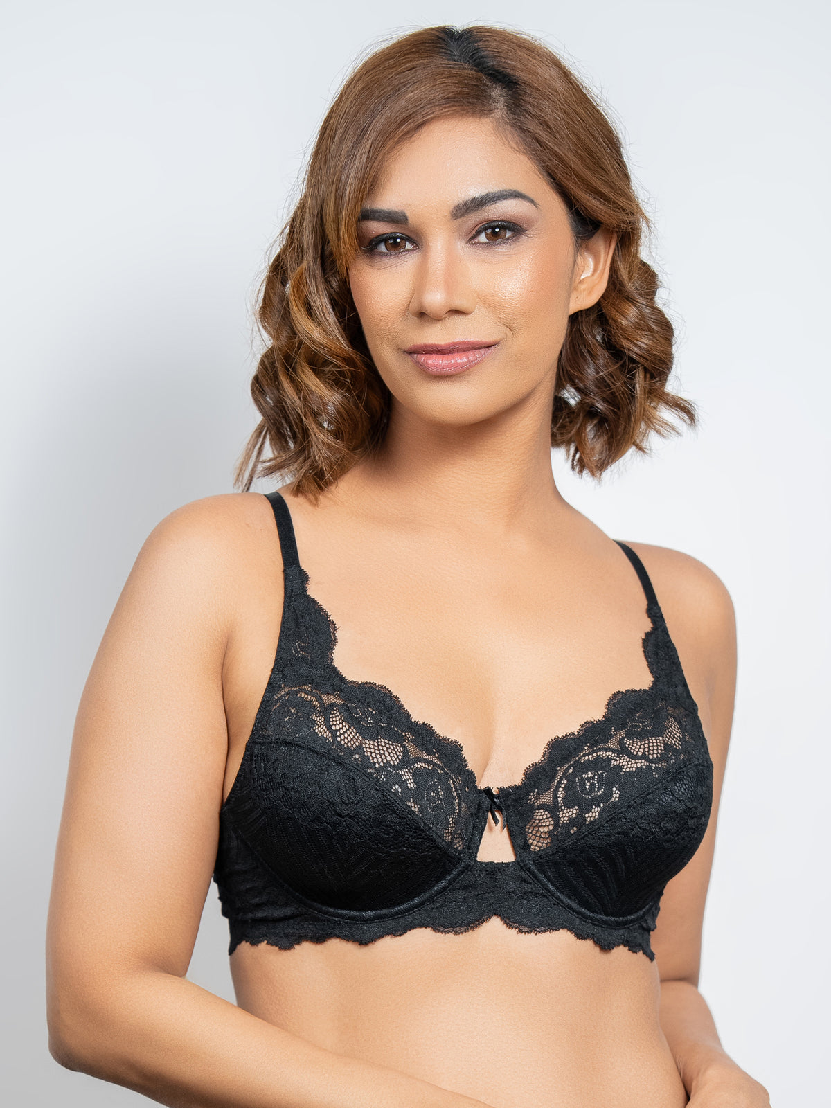 Jeda - Non Padded Wired Cut & Sew in All Lace - Coal Black 3