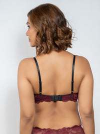 Jeda - Non Padded Wired Cut & Sew in All Lace - Deep Wine 4