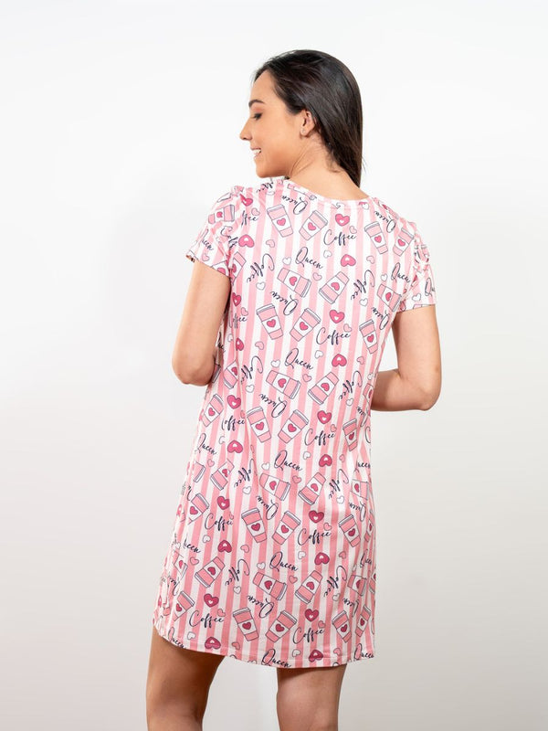 Kaitlyn - S/S Graphic Sleep Shirt in Coffee Queen Multi 2