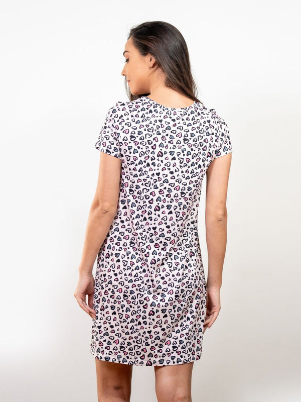 Kaitlyn - S/S Graphic Sleep Shirt in Pink Heart Multi 2
